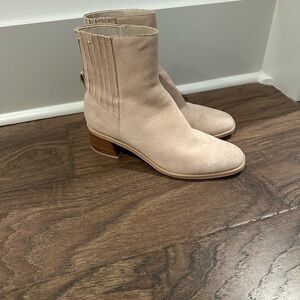 Dolce Vita Light Beige Suede Ankle Booties